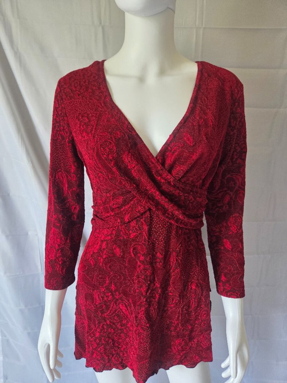 Vtg 90s Whimsigoth Vampire Witchy Dark Romance Fairygoth Wrap Blouse Red M
